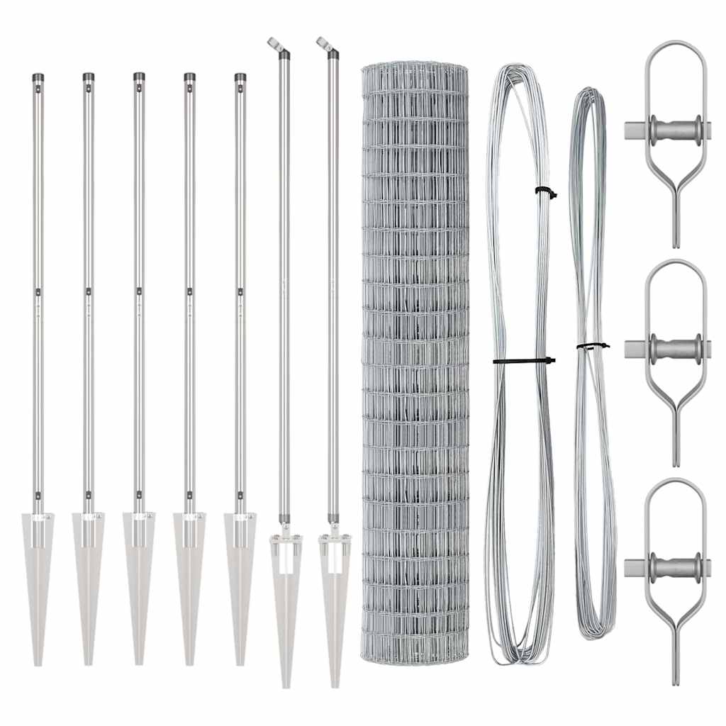 Zaun mit Pfosten Silber 1.6 x 10 m Stahl