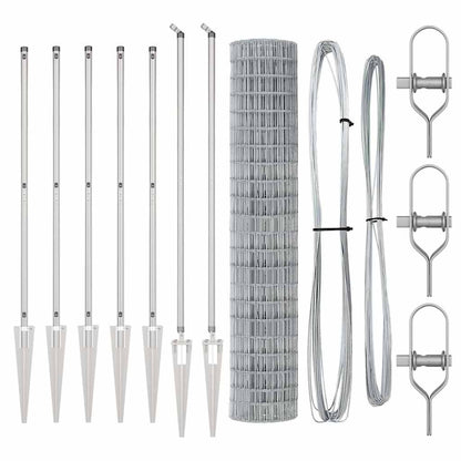 Zaun mit Pfosten Silber 1.6 x 10 m Stahl