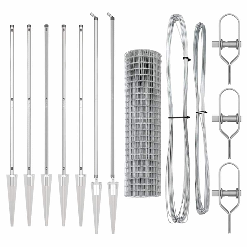 Zaun mit Pfosten Silber 1.2 x 10 m Stahl