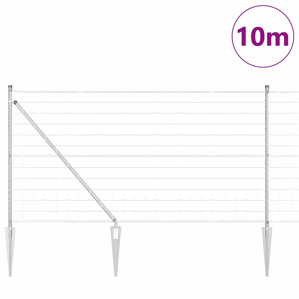 Zaun mit Pfosten Silber 1.2 x 10 m Stahl