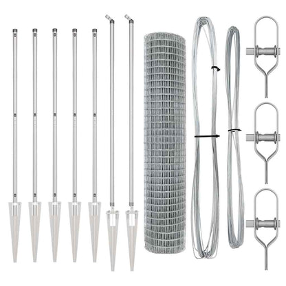 Zaun mit Pfosten Silber 1.5 x 10 m Stahl