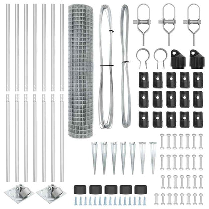 Zaun mit Pfosten Silber 1.6 x 10 m Stahl