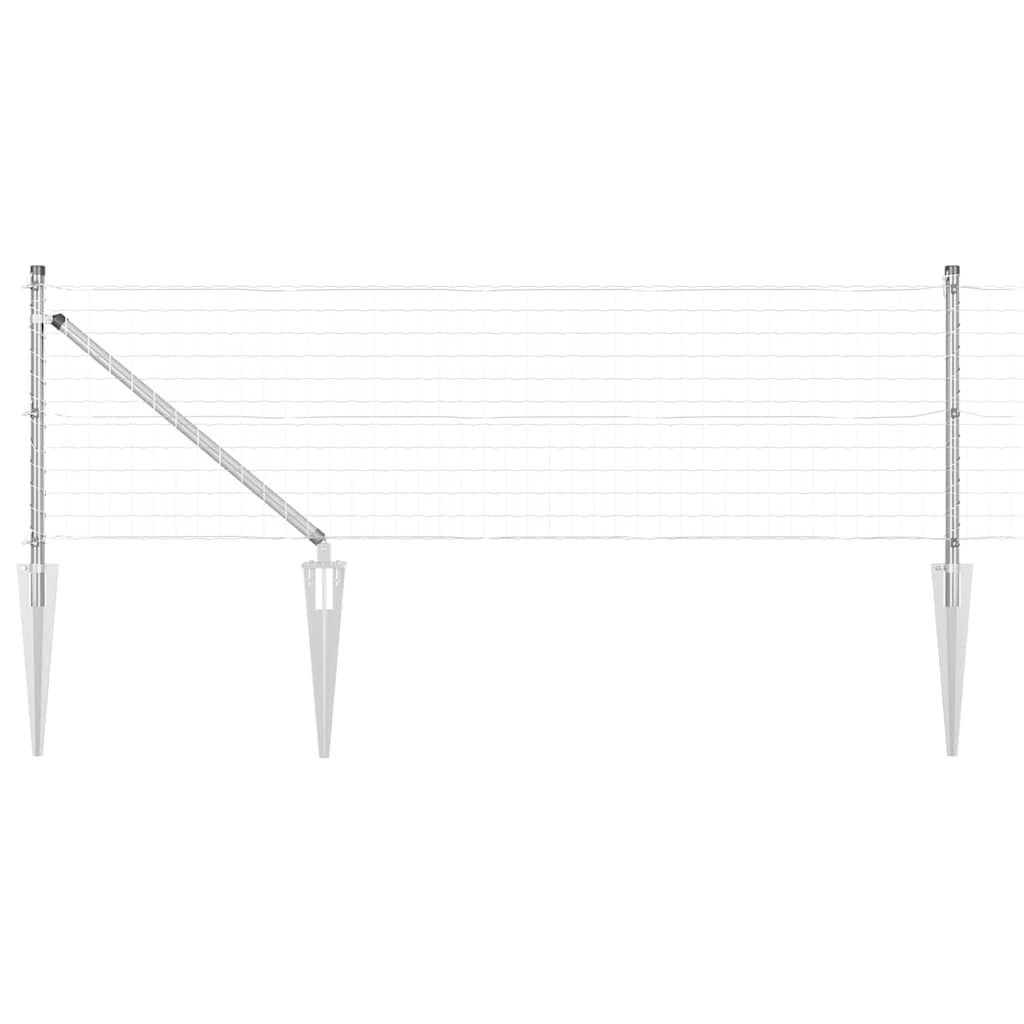 Zaun mit Pfosten Silber 0,4 x 25 m Stahl