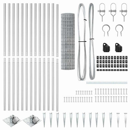 Zaun mit Pfosten Silber 1.2 x 25 m Stahl