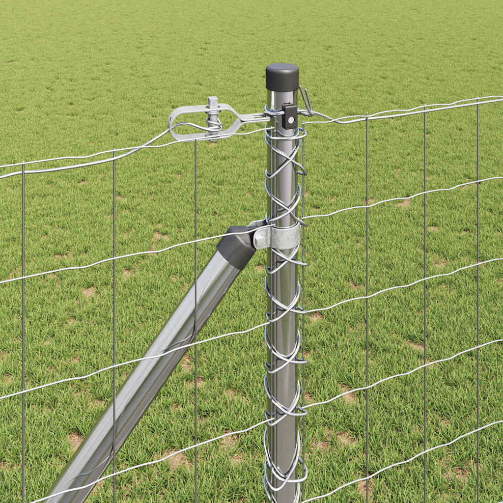 Zaun mit Pfosten Silber 1,2 x 25 m Stahl