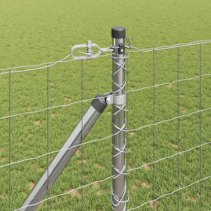 Zaun mit Pfosten Silber 1,2 x 25 m Stahl