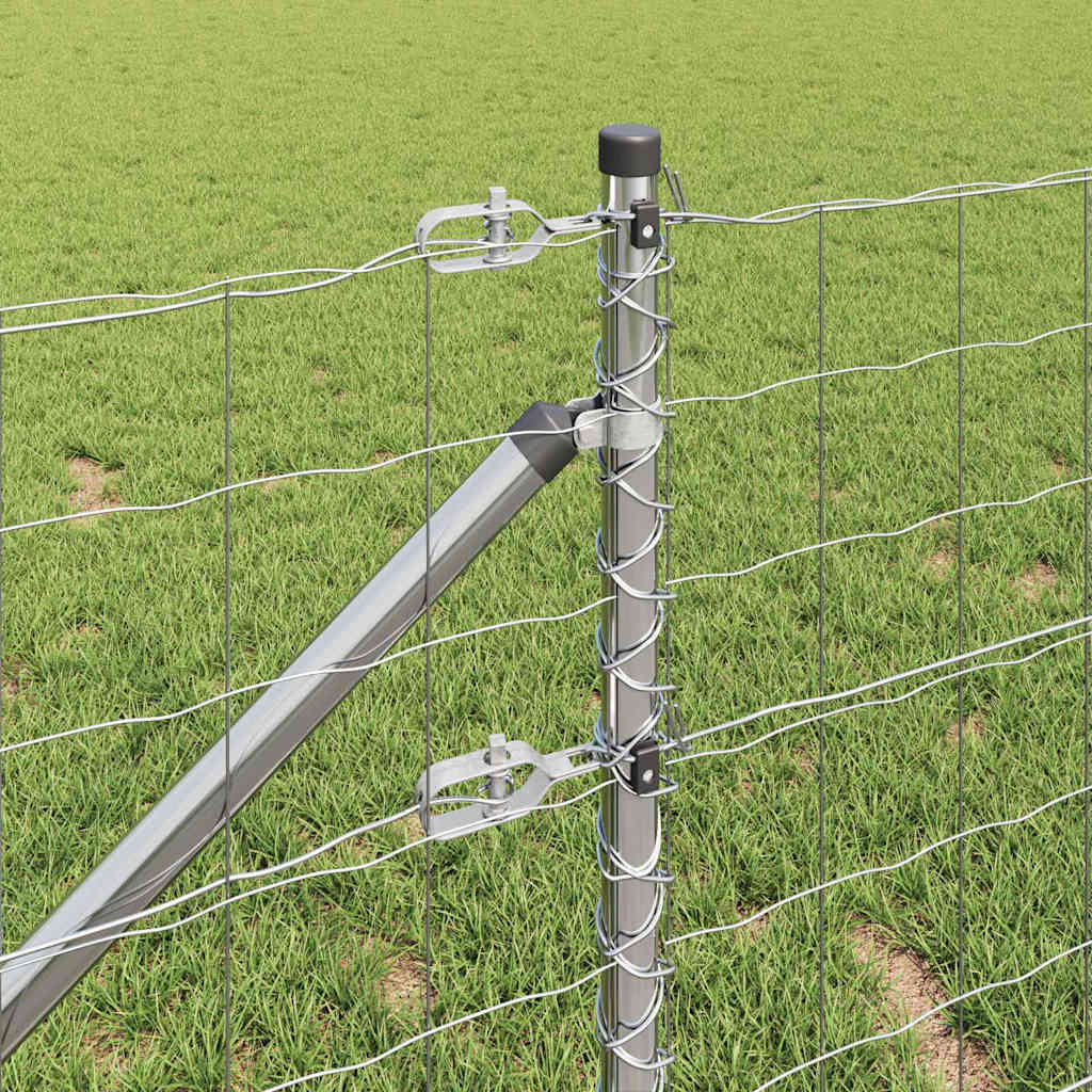 Zaun mit Pfosten Silber 1 x 25 m Stahl