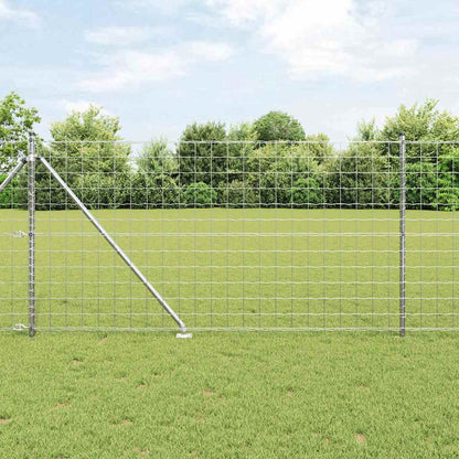 Zaun mit Pfosten Silber 1 x 25 m Stahl