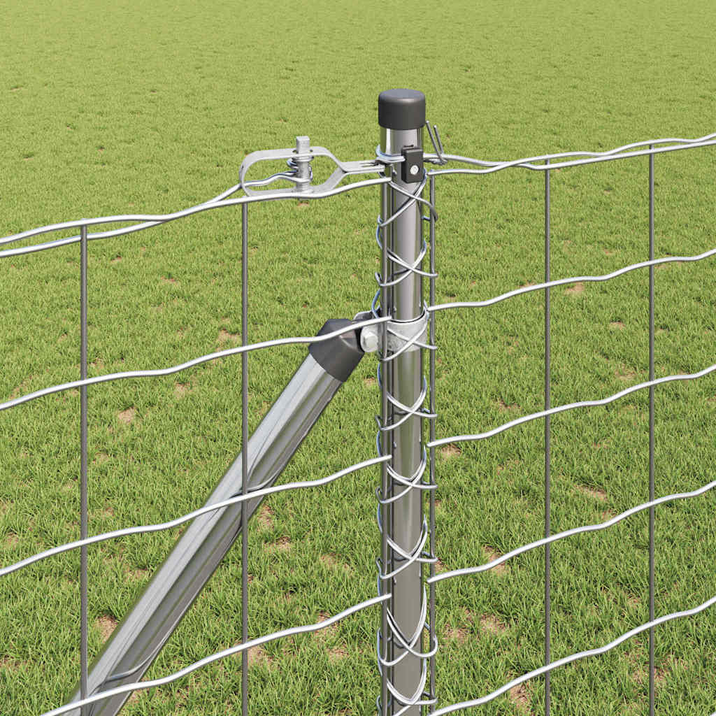 Zaun mit Pfosten Silber 1,2 x 25 m Stahl