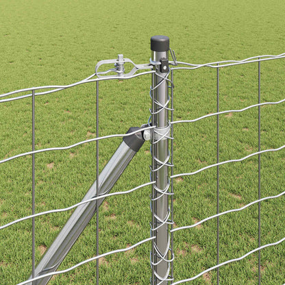 Zaun mit Pfosten Silber 1,2 x 25 m Stahl