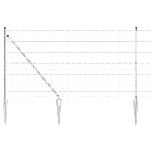 Zaun mit Pfosten Silber 1.2 x 25 m Stahl