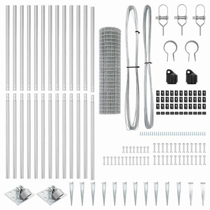 Zaun mit Pfosten Silber 1.2 x 25 m Stahl