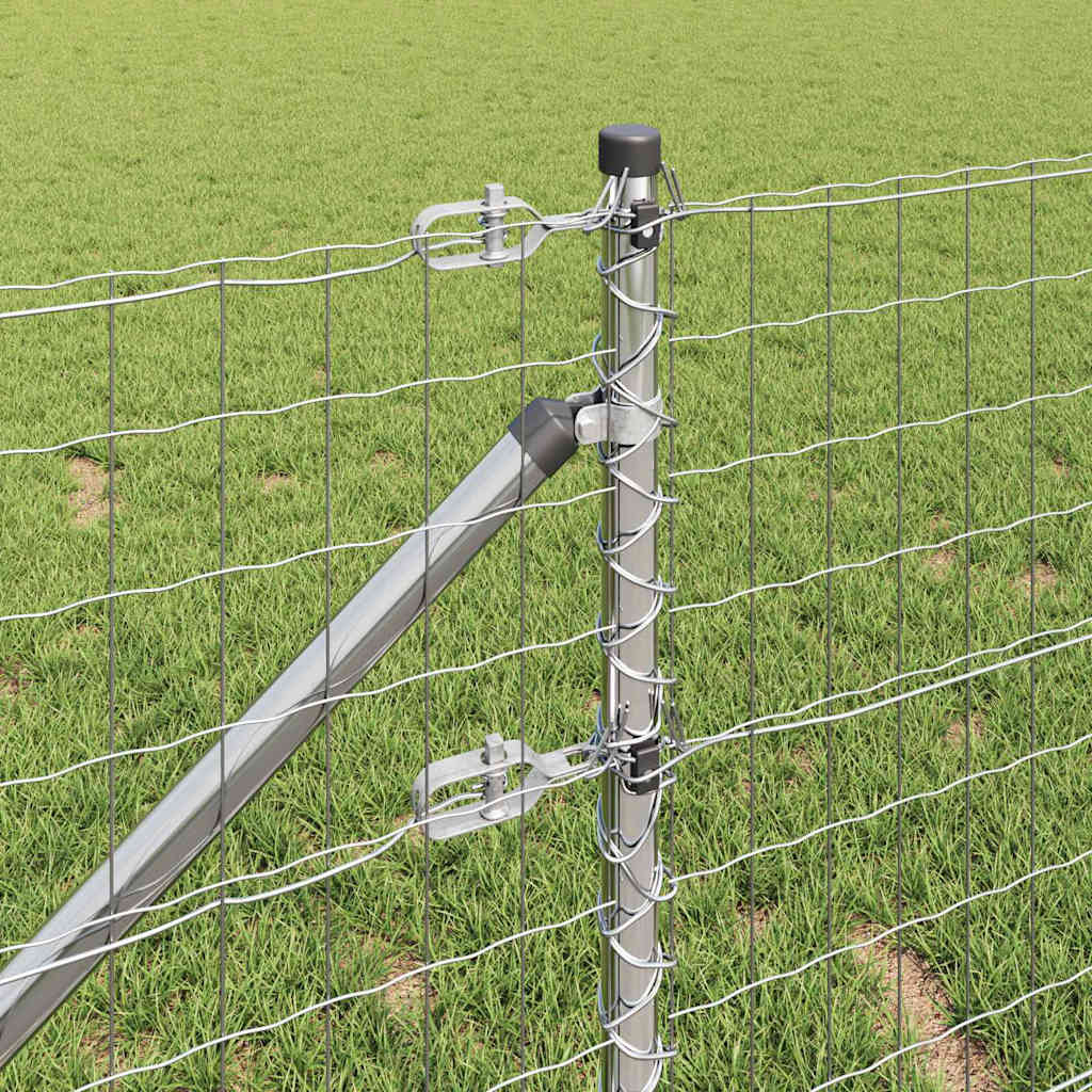 Zaun mit Pfosten Silber 0,6 x 50 m Stahl