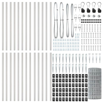 Zaun mit Pfosten Silber 0.6 x 50 m Stahl