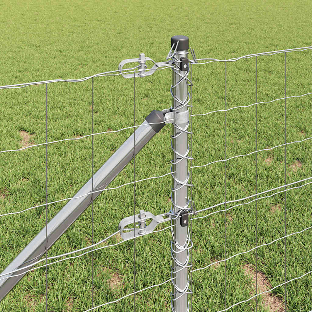 Zaun mit Pfosten Silber 0.4 x 50 m Stahl