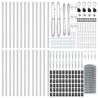 Zaun mit Pfosten Silber 0.4 x 50 m Stahl