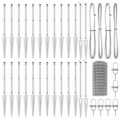 Zaun mit Pfosten Silber 0.6 x 50 m Stahl