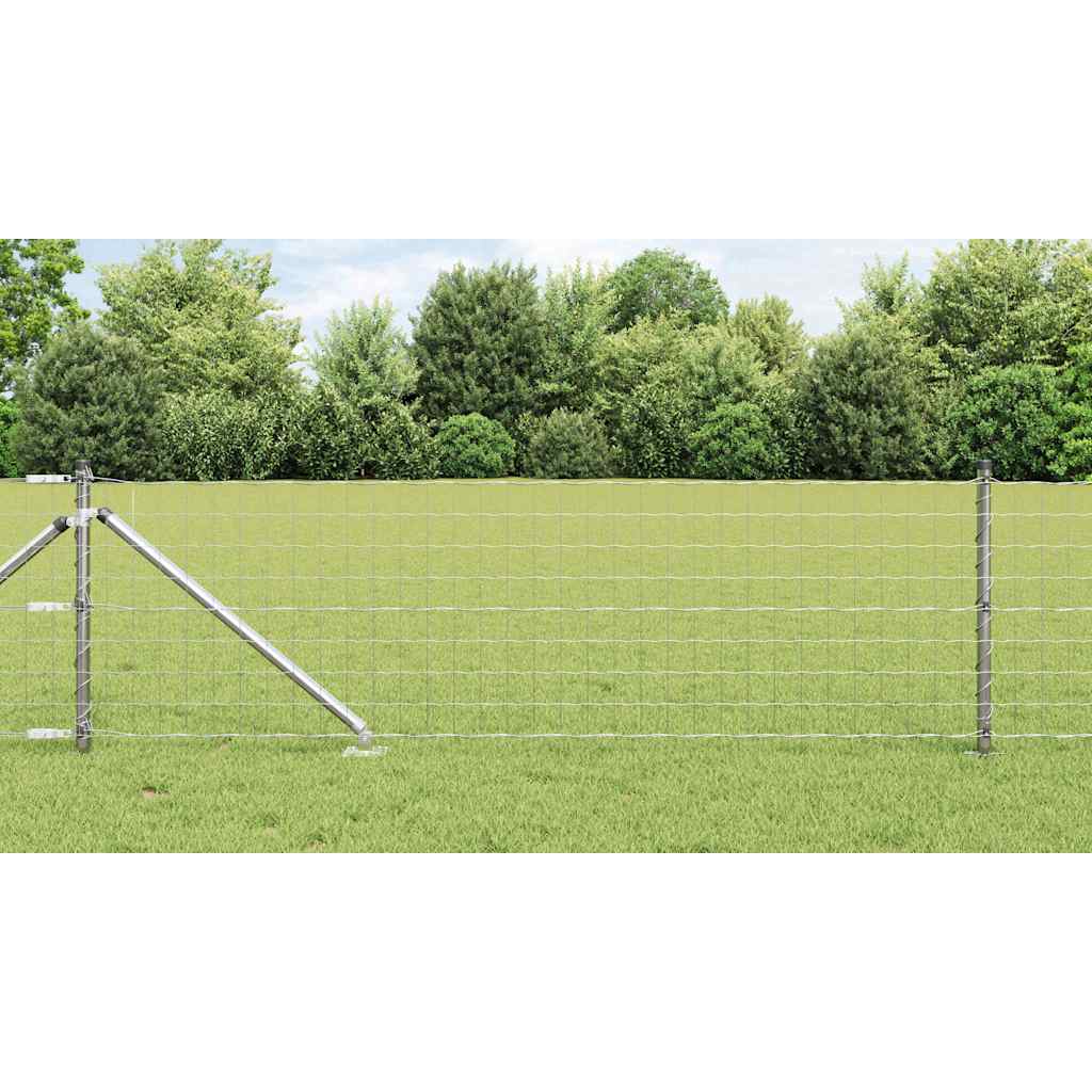 Zaun mit Pfosten Silber 0,4 x 10 m Stahl
