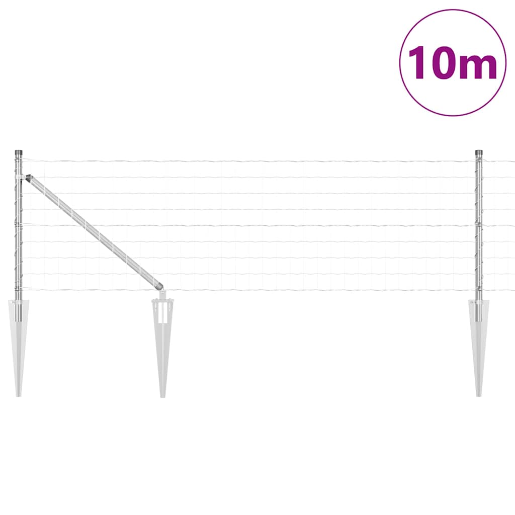 Zaun mit Pfosten Silber 0,4 x 10 m Stahl