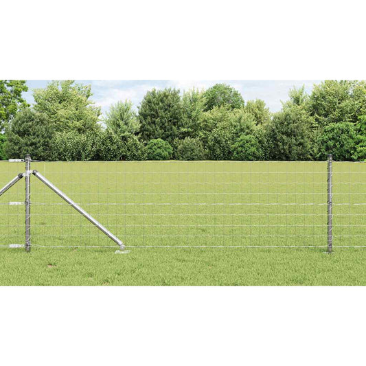 Zaun mit Pfosten Silber 0,6 x 10 m Stahl