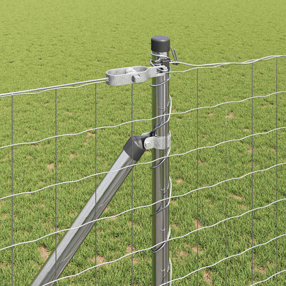 Zaun mit Pfosten Silber 1,4 x 10 m Stahl