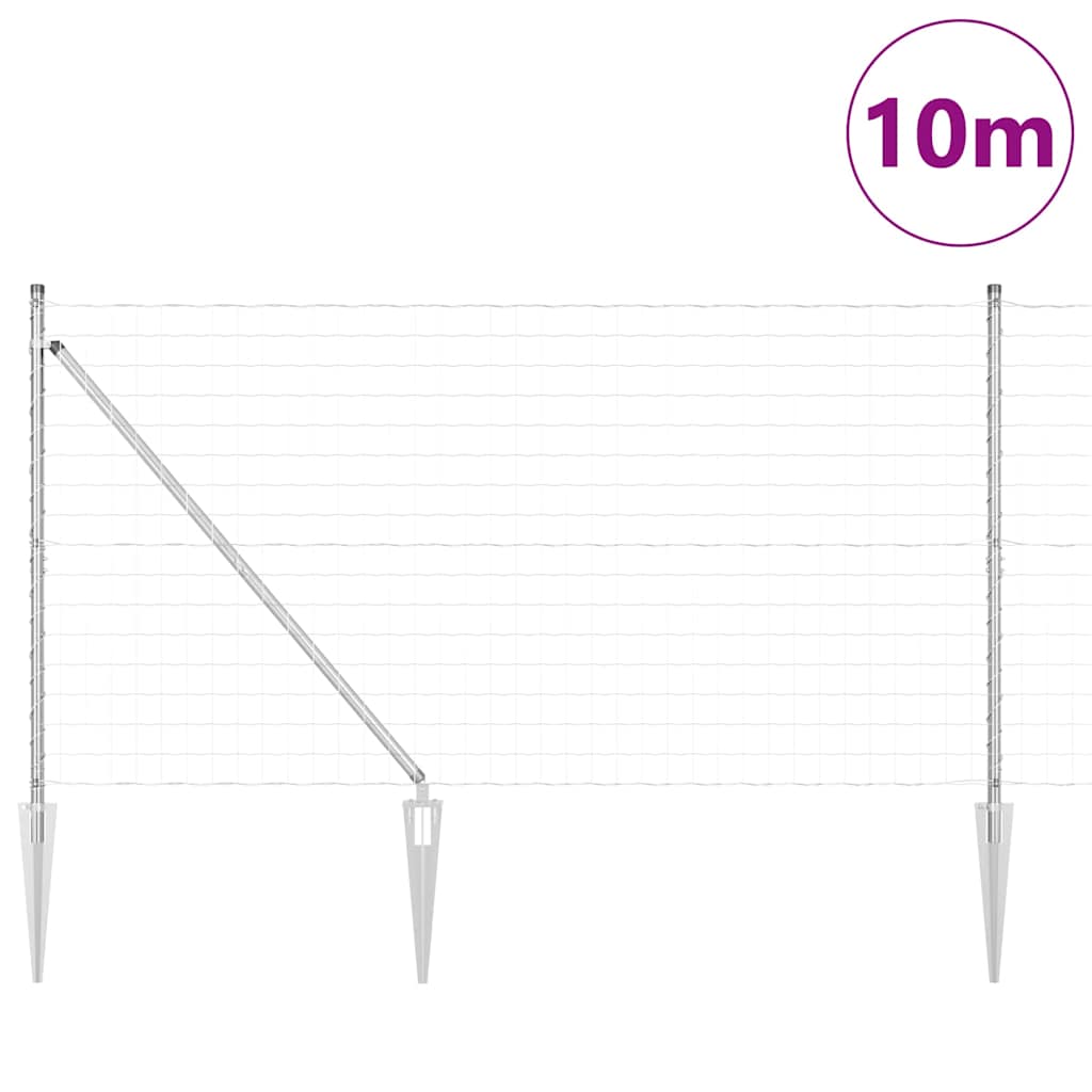 Zaun mit Pfosten Silber 1.4 x 10 m Stahl
