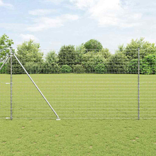 Zaun mit Pfosten Silber 1.5 x 10 m Stahl