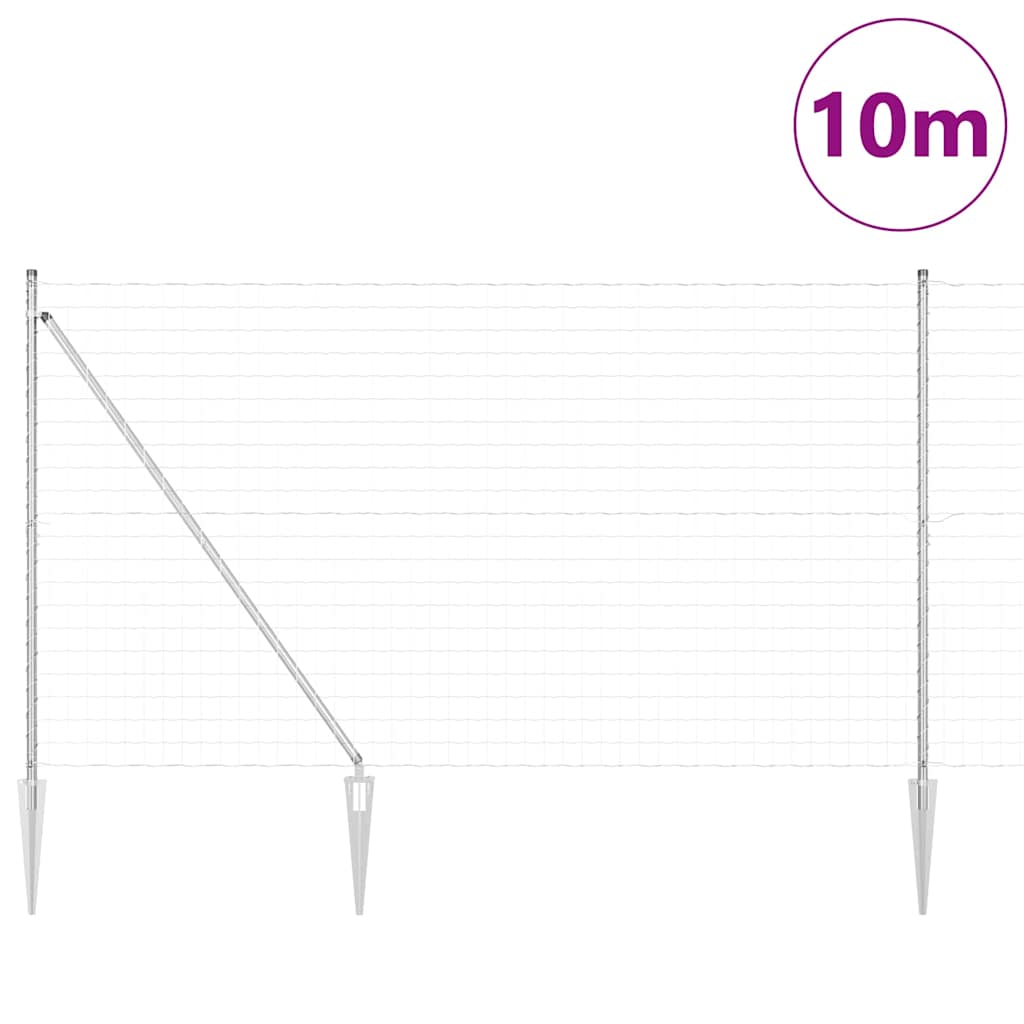 Zaun mit Pfosten Silber 1.5 x 10 m Stahl