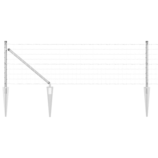Zaun mit Pfosten Silber 0.8 x 25 m Stahl