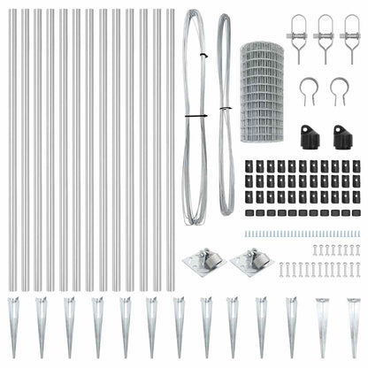 Zaun mit Pfosten Silber 0.8 x 25 m Stahl