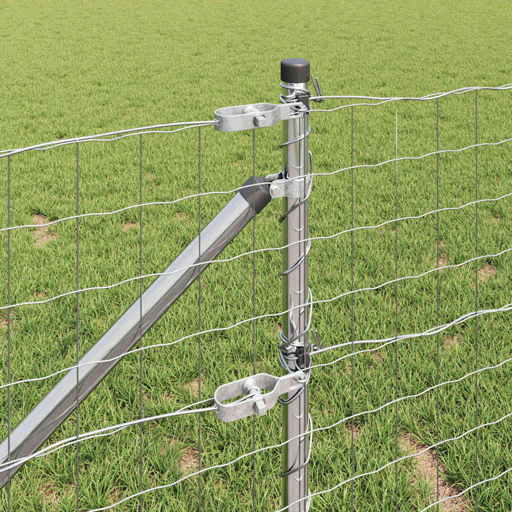 Zaun mit Pfosten Silber 1 x 25 m Stahl