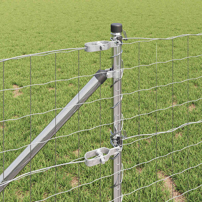 Zaun mit Pfosten Silber 1 x 25 m Stahl