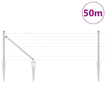 Zaun mit Pfosten Silber 0.4 x 50 m Stahl