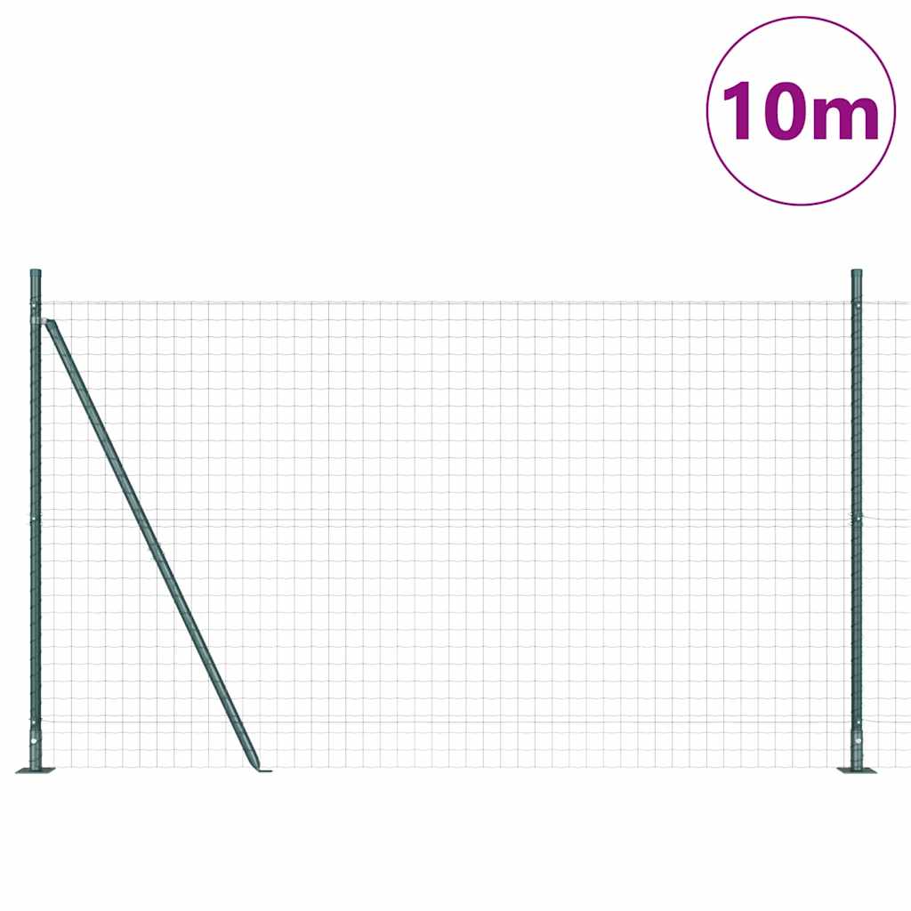Zaun mit Pfosten Grün 1.5 x 10 m Stahl