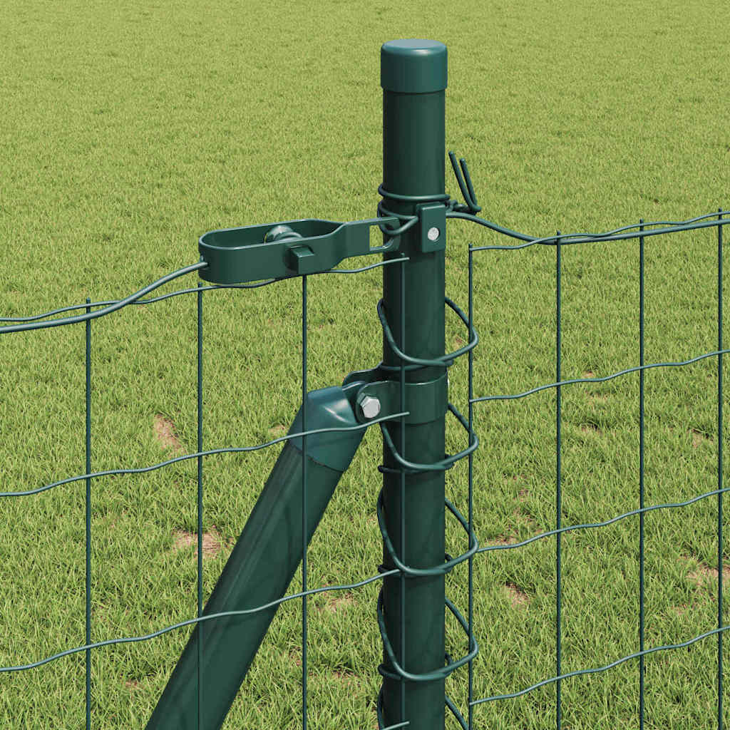 Zaun mit Pfosten Grün 1 x 10 m Stahl