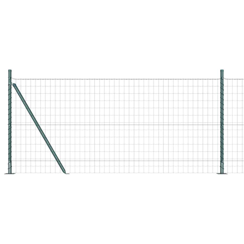 Zaun mit Pfosten Grün 1 x 10 m Stahl