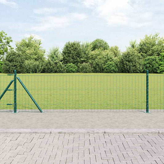 Zaun mit Pfosten Grün 0,4 x 10 m Stahl