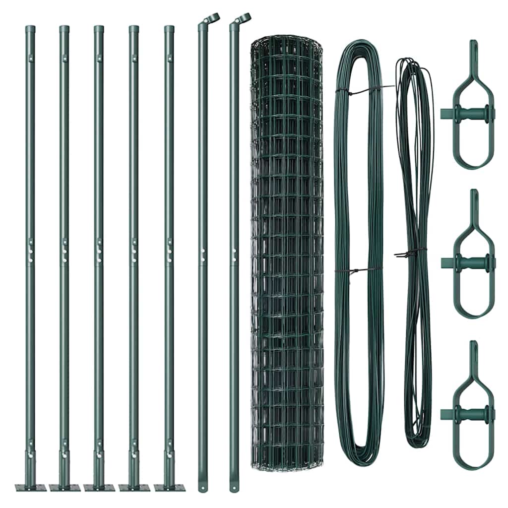 Zaun mit Pfosten Grün 1.4 x 10 m Stahl