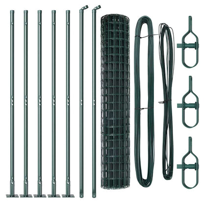 Zaun mit Pfosten Grün 1.4 x 10 m Stahl