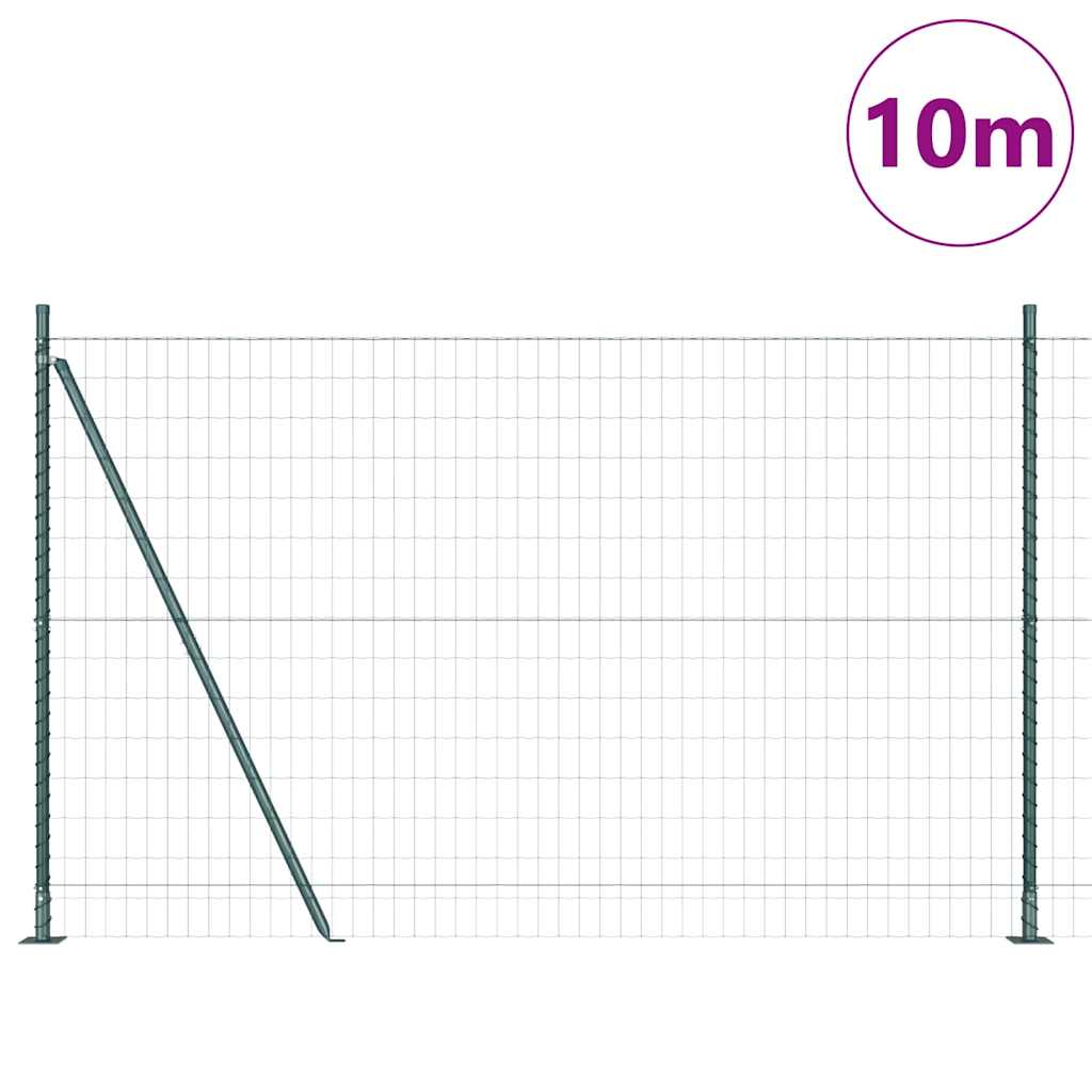 Zaun mit Pfosten Grün 1.4 x 10 m Stahl