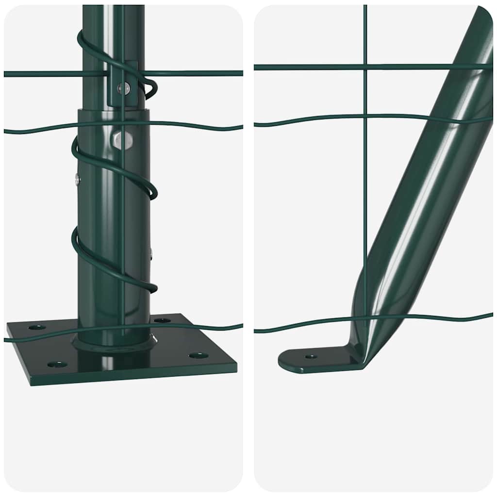 Zaun mit Pfosten Grün 1 x 10 m Stahl