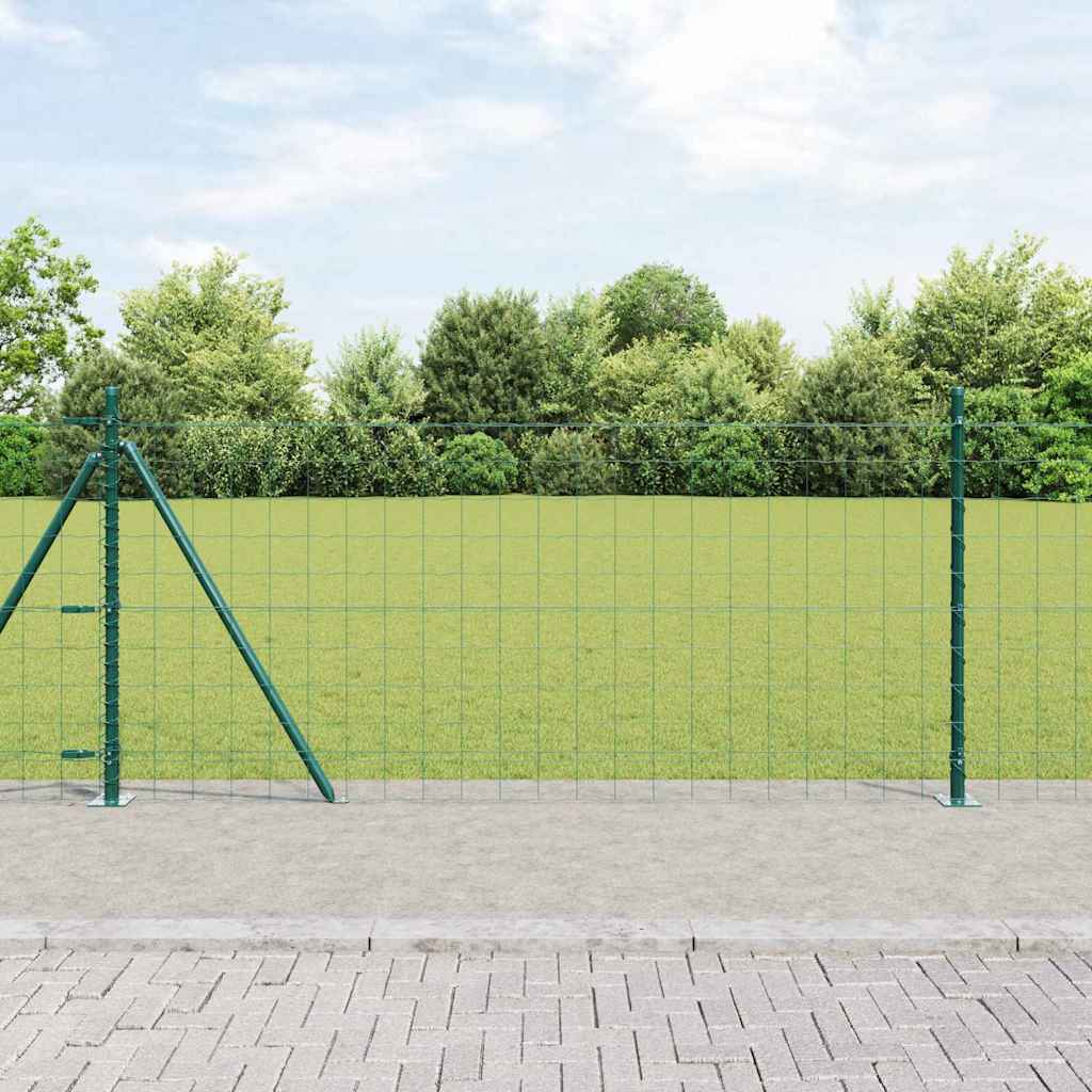 Zaun mit Pfosten Grün 1 x 10 m Stahl
