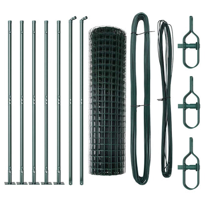 Zaun mit Pfosten Grün 1 x 10 m Stahl