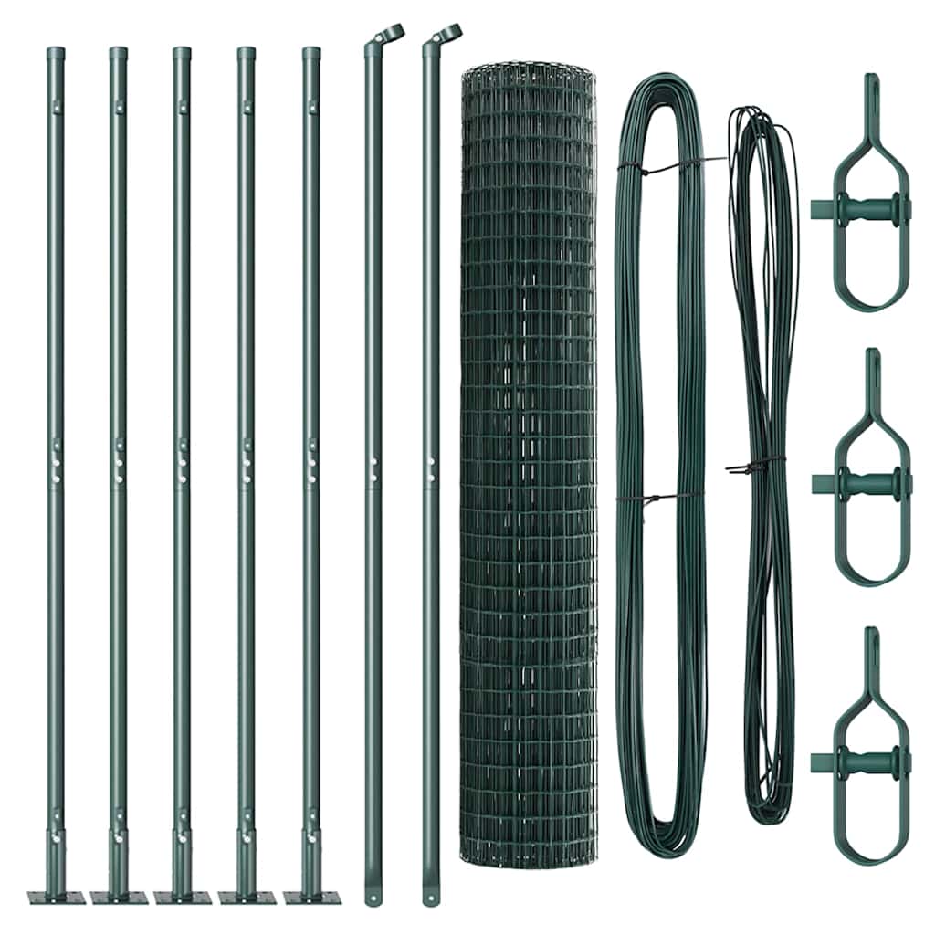 Zaun mit Pfosten Grün 1.4 x 10 m Stahl
