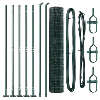 Zaun mit Pfosten Grün 1.4 x 10 m Stahl