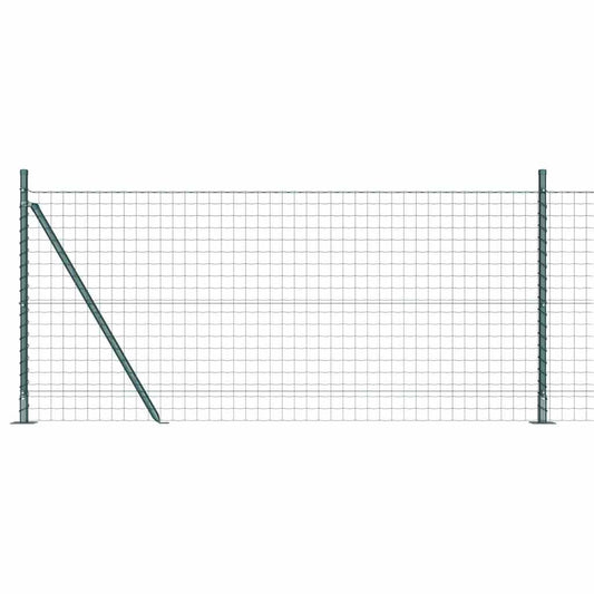 Zaun mit Pfosten Grün 0.8 x 25 m Stahl