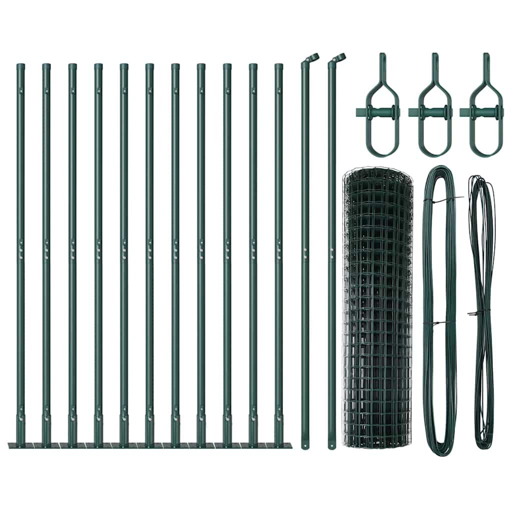 Zaun mit Pfosten Grün 0.8 x 25 m Stahl
