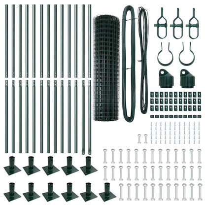 Zaun mit Pfosten Grün 1 x 25 m Stahl