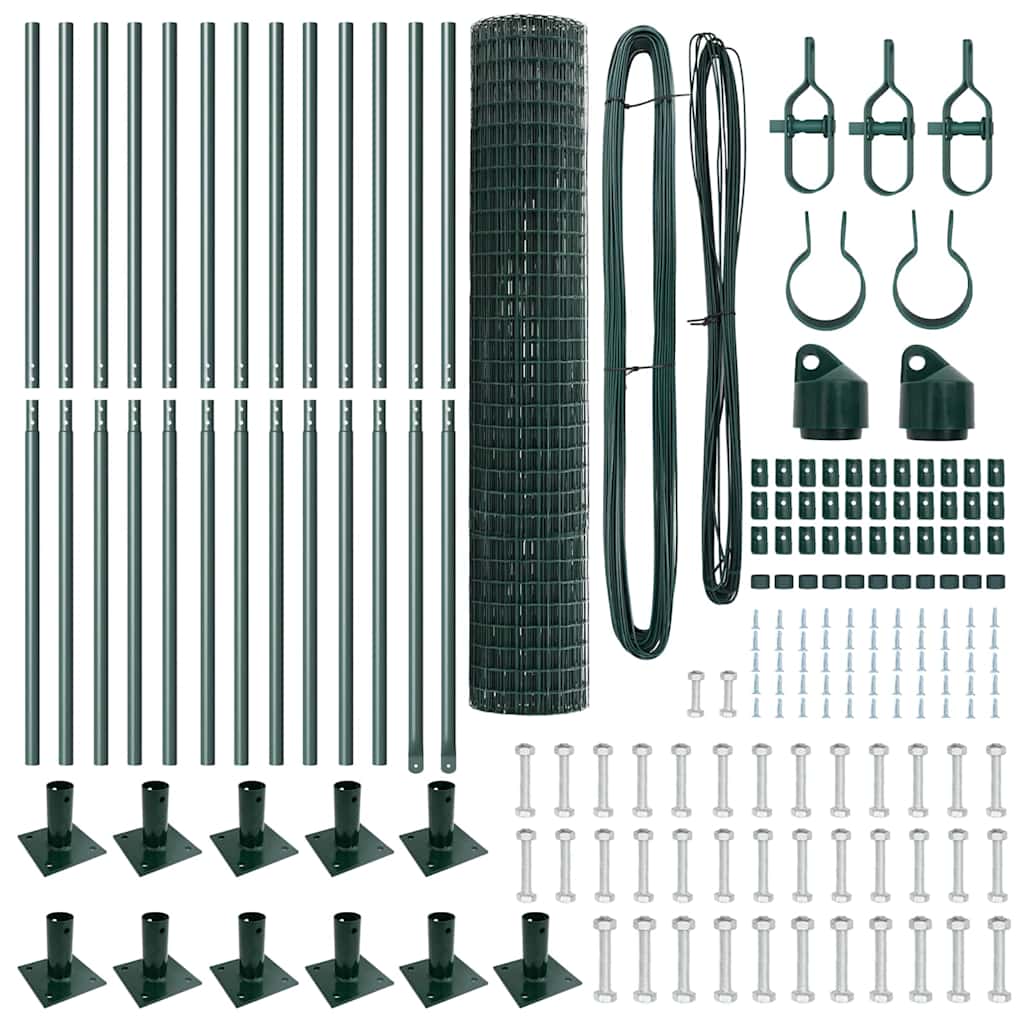 Zaun mit Pfosten Grün 1.2 x 25 m Stahl