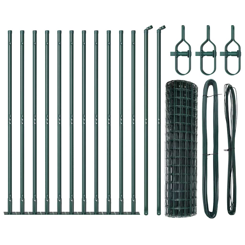 Zaun mit Pfosten Grün 0.8 x 25 m Stahl